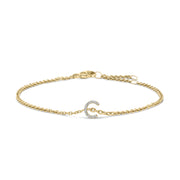 Bids.com 10K White Gold Diamond Accent "A" Initial Charm and Link Bracelet Bracelets White Smoke Yellow.Gold / 7 / C