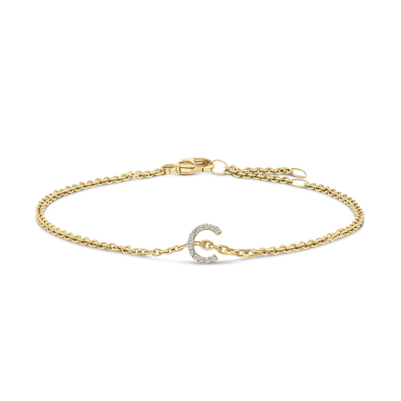 Bids.com 10K White Gold Diamond Accent "A" Initial Charm and Link Bracelet Bracelets White Smoke Yellow.Gold / 7 / C