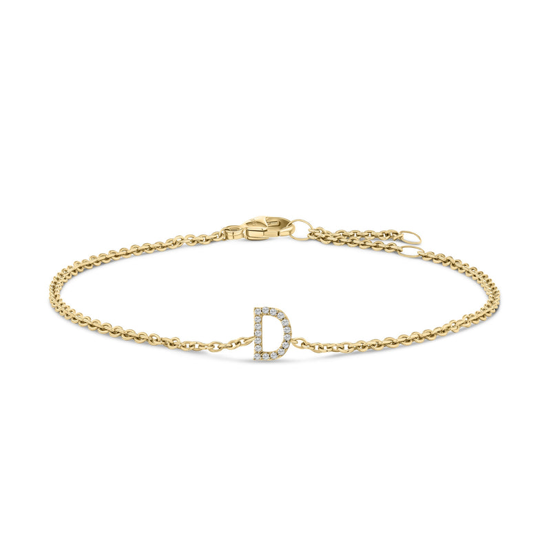 Bids.com 10K White Gold Diamond Accent "A" Initial Charm and Link Bracelet Bracelets White Smoke Yellow.Gold / 7 / D