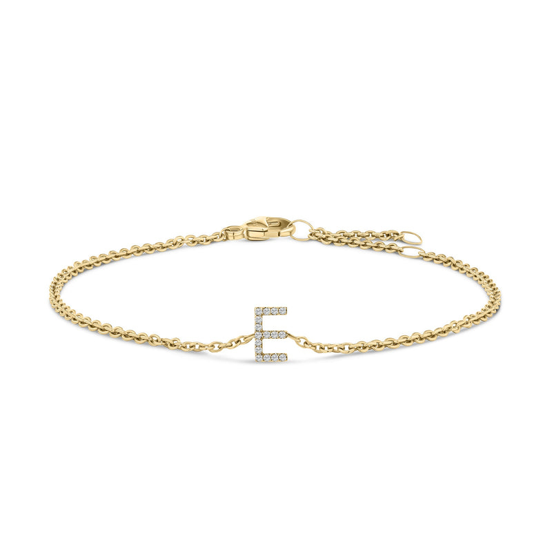 Bids.com 10K White Gold Diamond Accent "A" Initial Charm and Link Bracelet Bracelets White Smoke Yellow.Gold / 7 / E