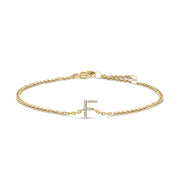 Bids.com 10K White Gold Diamond Accent "A" Initial Charm and Link Bracelet Bracelets White Smoke Yellow.Gold / 7 / F