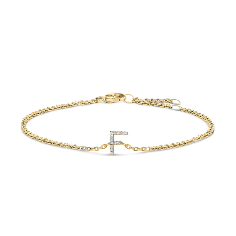 Bids.com 10K White Gold Diamond Accent "A" Initial Charm and Link Bracelet Bracelets White Smoke Yellow.Gold / 7 / F