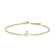 Bids.com 10K White Gold Diamond Accent "A" Initial Charm and Link Bracelet Bracelets White Smoke Yellow.Gold / 7 / J