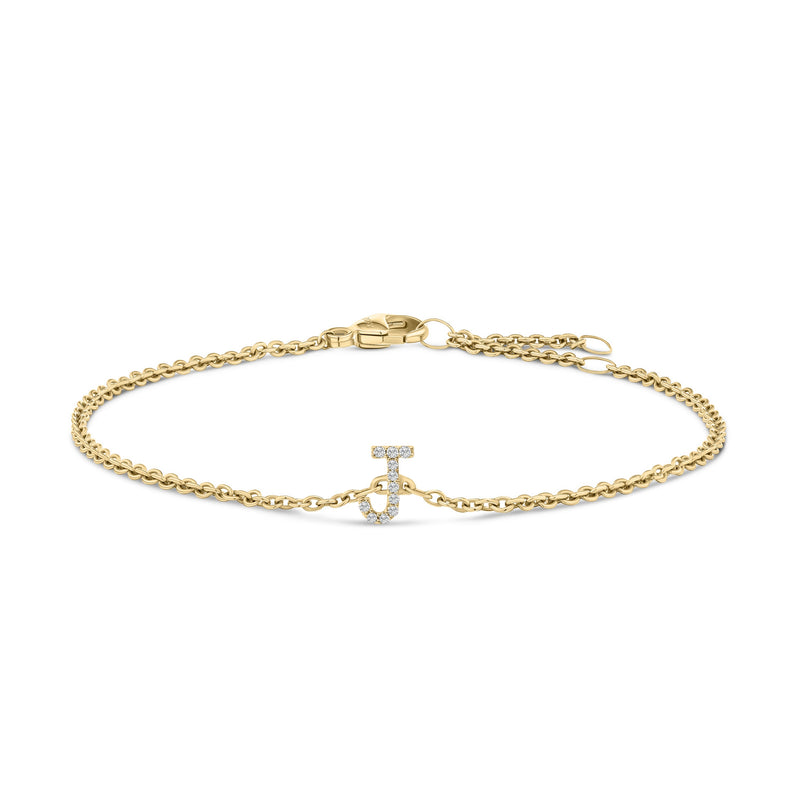 Bids.com 10K White Gold Diamond Accent "A" Initial Charm and Link Bracelet Bracelets White Smoke Yellow.Gold / 7 / J