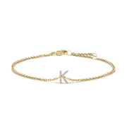 Bids.com 10K White Gold Diamond Accent "A" Initial Charm and Link Bracelet Bracelets White Smoke Yellow.Gold / 7 / K