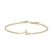 Bids.com 10K White Gold Diamond Accent "A" Initial Charm and Link Bracelet Bracelets White Smoke Yellow.Gold / 7 / L