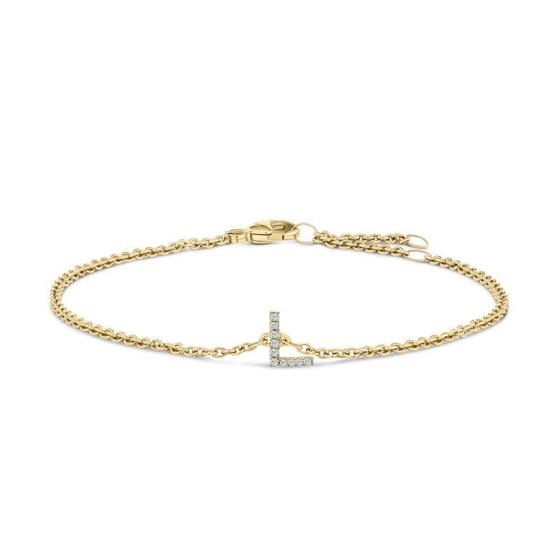 Bids.com 10K White Gold Diamond Accent "A" Initial Charm and Link Bracelet Bracelets White Smoke Yellow.Gold / 7 / L