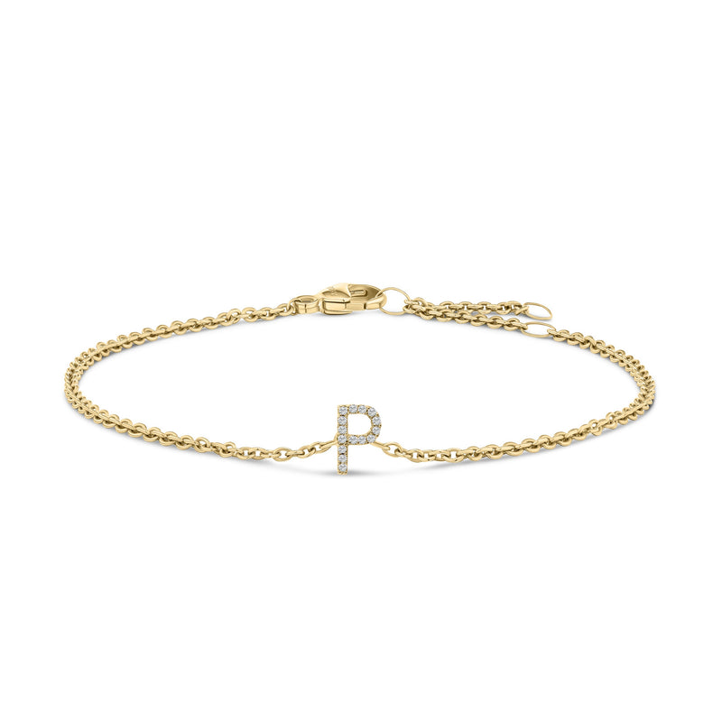 Bids.com 10K White Gold Diamond Accent "A" Initial Charm and Link Bracelet Bracelets White Smoke Yellow.Gold / 7 / P