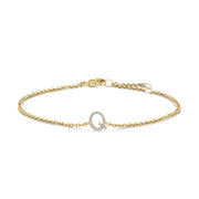 Bids.com 10K White Gold Diamond Accent "A" Initial Charm and Link Bracelet Bracelets White Smoke Yellow.Gold / 7 / Q