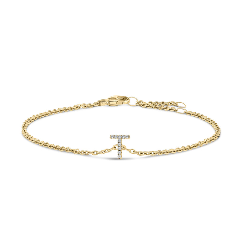 Bids.com 10K White Gold Diamond Accent "A" Initial Charm and Link Bracelet Bracelets White Smoke Yellow.Gold / 7 / T