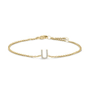 Bids.com 10K White Gold Diamond Accent "A" Initial Charm and Link Bracelet Bracelets White Smoke Yellow.Gold / 7 / U