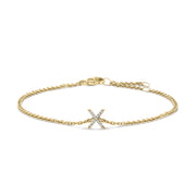 Bids.com 10K White Gold Diamond Accent "A" Initial Charm and Link Bracelet Bracelets White Smoke Yellow.Gold / 7 / X