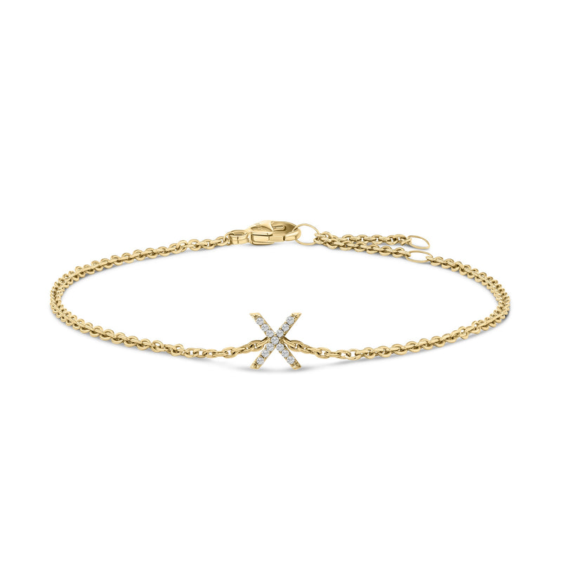 Bids.com 10K White Gold Diamond Accent "A" Initial Charm and Link Bracelet Bracelets White Smoke Yellow.Gold / 7 / X