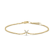 Bids.com 10K White Gold Diamond Accent "A" Initial Charm and Link Bracelet Bracelets White Smoke Yellow.Gold / 7 / Y