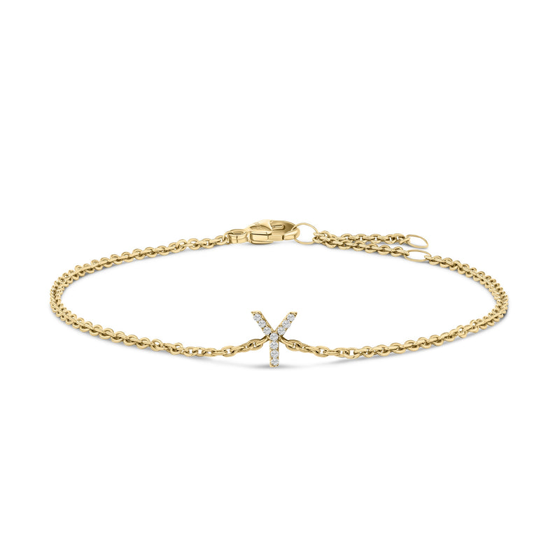 Bids.com 10K White Gold Diamond Accent "A" Initial Charm and Link Bracelet Bracelets White Smoke Yellow.Gold / 7 / Y