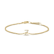 Bids.com 10K White Gold Diamond Accent "A" Initial Charm and Link Bracelet Bracelets White Smoke Yellow.Gold / 7 / Z