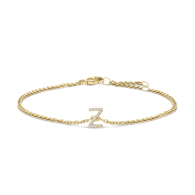 Bids.com 10K White Gold Diamond Accent "A" Initial Charm and Link Bracelet Bracelets White Smoke Yellow.Gold / 7 / Z
