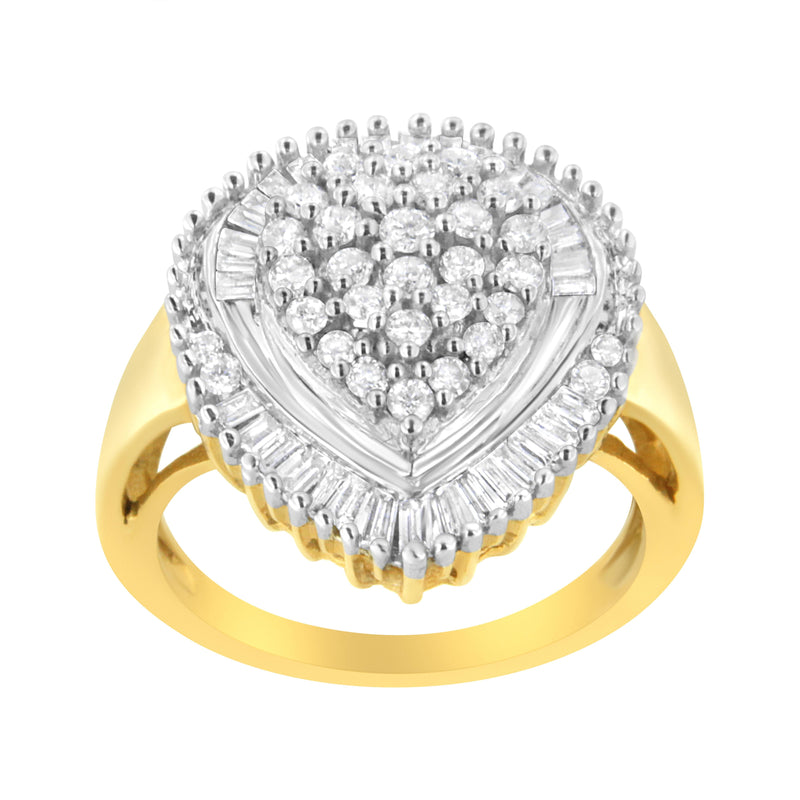 Bids.com 10K Yellow Gold 1.0 Cttw Round and Baguette Cut Diamond Oval Shaped Cluster Ring (I-J Color, I1-I2 Clarity) - Size 7 Rings White Smoke 8 / Yellow.Gold,7 / Yellow.Gold,6 / Yellow.Gold,9 / Yellow.Gold