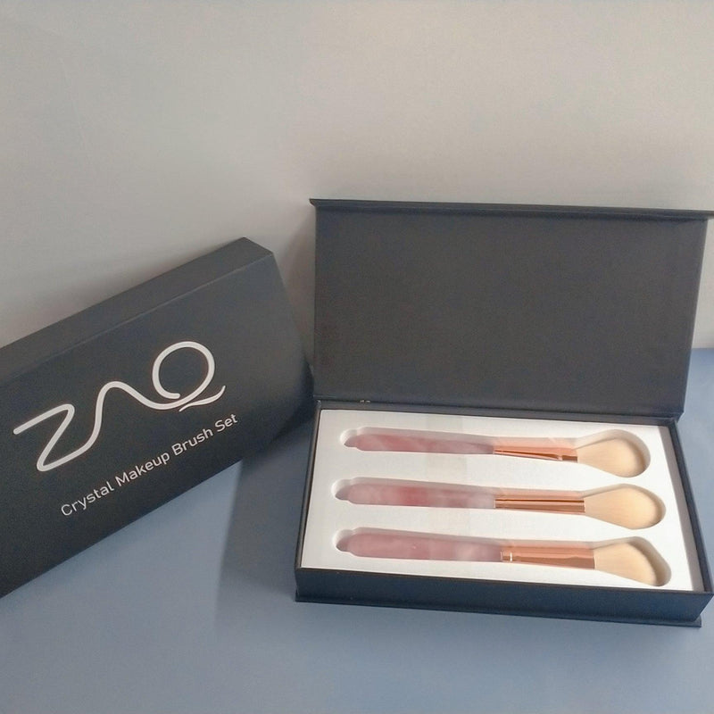 ZAQ Skin & Body Gemstone Make Up Brushes Make Up Dark Gray Amethyst,Rose Quartz,Black Obsidian,Jade
