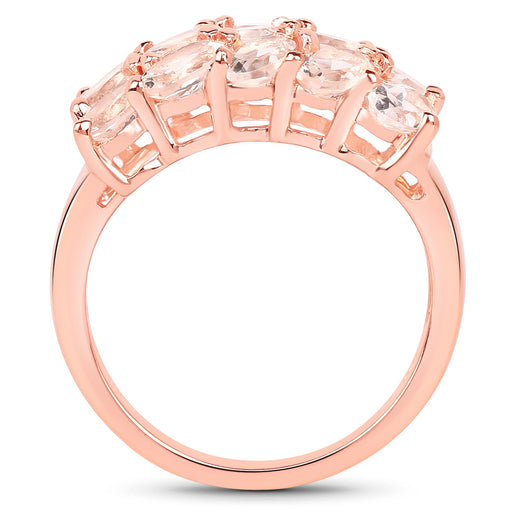 Bids.com 14K Rose Gold Plated 3.30 Carat Genuine Morganite .925 Sterling Silver Ring Rings White Smoke size 7.00,size 6.00,size 8.00,size 9.00,size 5.00