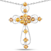 Bids.com 2.24 Carat Genuine Yellow Sapphire .925 Sterling Silver Pendant Pendants White Smoke