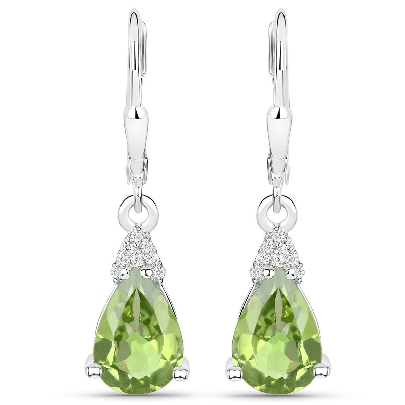 Bids.com 2.80 Carat Genuine Peridot and White Zircon .925 Sterling Silver Earrings Earrings White Smoke