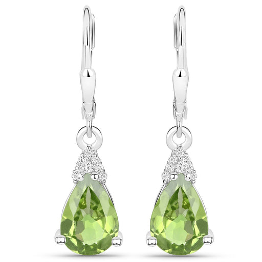 Bids.com 2.80 Carat Genuine Peridot and White Zircon .925 Sterling Silver Earrings Earrings White Smoke