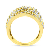 Bids.com 10K Yellow Gold 3.00 Cttw Diamond Multi Row Bypass Wave Cocktail Band Ring (J-K Color, I1-I2 Clarity) - Size 7 Rings White Smoke 7 / Yellow.Gold,8 / Yellow.Gold,6 / Yellow.Gold,9 / Yellow.Gold
