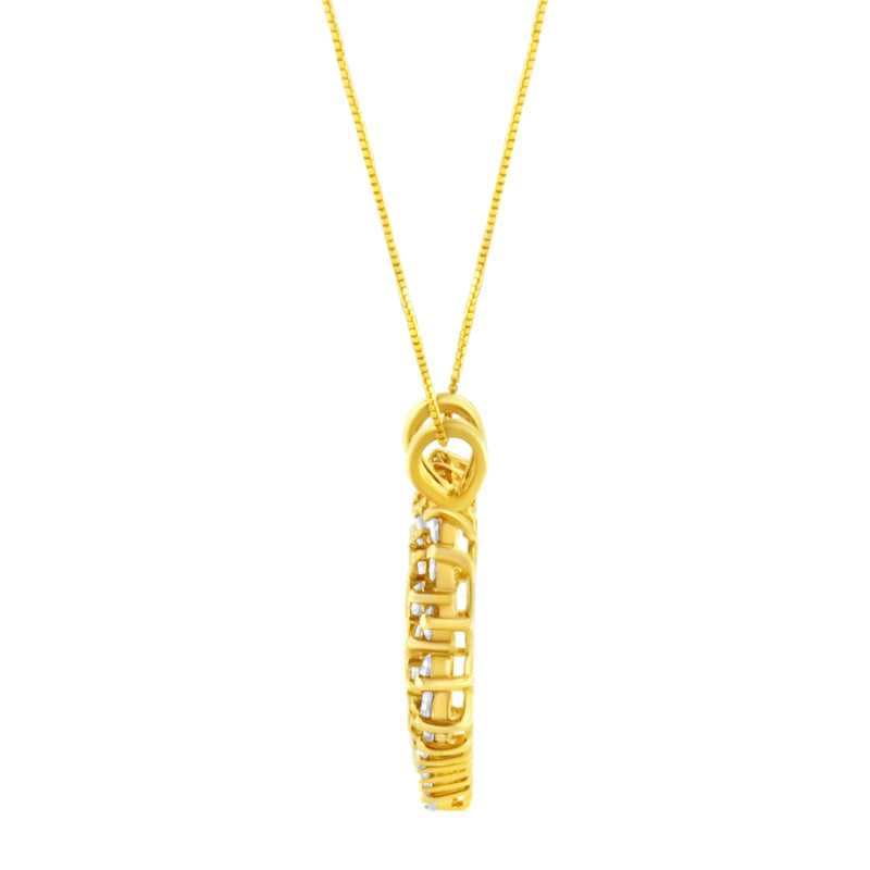 Bids.com 14K Yellow Gold Plated .925 Sterling Silver Brilliant-Cut Diamond Open Heart 18" Pendant Necklace (K-L Color, I1-I2 Clarity) Necklaces White Smoke Yellow.Sterling Silver / 18