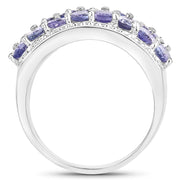 Bids.com 2.59 Carat Genuine Tanzanite .925 Sterling Silver Ring Rings White Smoke size 7.00,size 8.00,size 6.00,size 9.00,size 5.00