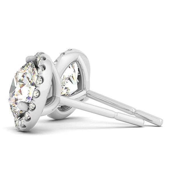 Bids.com 14k White Gold Round Prong Halo Style Earrings (1 cttw) Earrings White Smoke White Gold