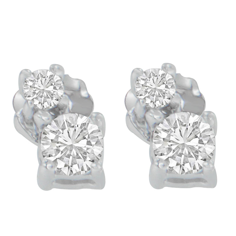 Bids.com 14K White Gold 1/2 cttw Round Cut Diamond Earrings (H-I, SI2-I1) Earrings White Smoke White.Gold / 0.5