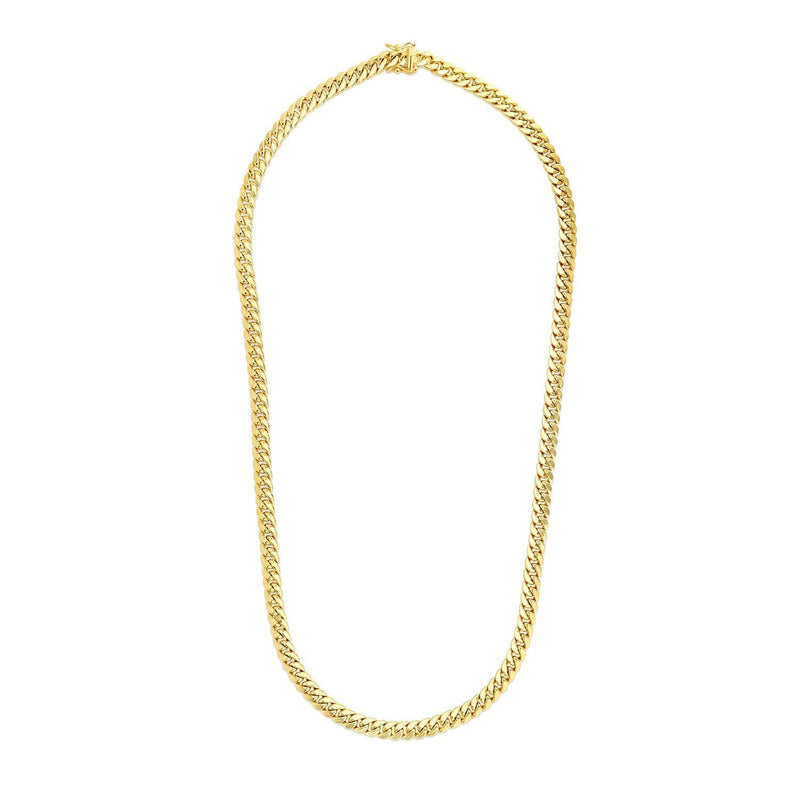 Bids.com 6.9mm 14k Yellow Gold Semi Solid Miami Cuban Chain Necklaces White Smoke 24 / Yellow Gold,26 / Yellow Gold,22 / Yellow Gold