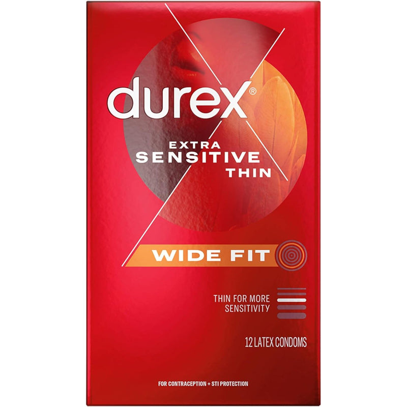 Durex Durex Extra Sensitive Condoms Ultra Thin Premium Latex 12 Count Condoms Firebrick
