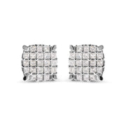 Bids.com 10K White Gold 3/4 Cttw Princess Diamond Composite Cushion Shape Stud Earrings (I-J Color, I1-I2 Clarity) Earrings White Smoke White.Gold / 0.75