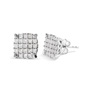 Bids.com 10K White Gold 3/4 Cttw Princess Diamond Composite Cushion Shape Stud Earrings (I-J Color, I1-I2 Clarity) Earrings White Smoke White.Gold / 0.75