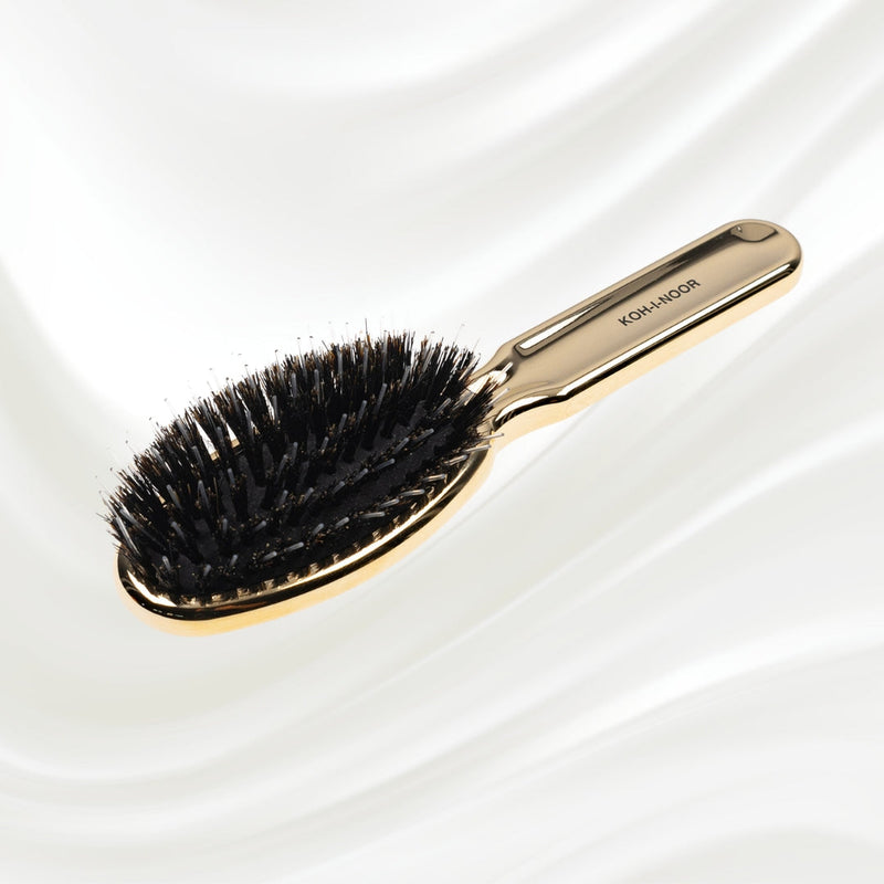 KOH-I-NOOR Beauty USA Metallic Nylon & Boar Bristle Hair Brush - Pneumatic Cushion for All Hair Types Hair Brush Lavender Gold / Large,Chrome / Large,Gold / Small,Chrome / Small