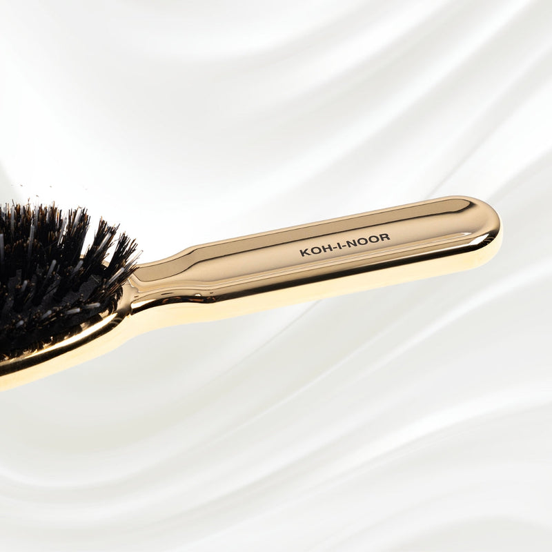 KOH-I-NOOR Beauty USA Metallic Nylon & Boar Bristle Hair Brush - Pneumatic Cushion for All Hair Types Hair Brush Lavender Gold / Large,Chrome / Large,Gold / Small,Chrome / Small