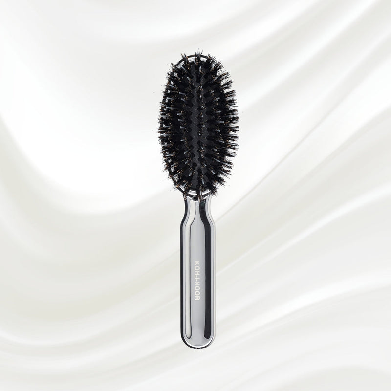 KOH-I-NOOR Beauty USA Metallic Nylon & Boar Bristle Hair Brush - Pneumatic Cushion for All Hair Types Hair Brush Lavender Chrome / Small