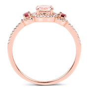 Bids.com 0.63 Carat Genuine Morganite, Pink Tourmaline and White Diamond 14K Rose Gold Ring Rings White Smoke size 7.00,size 6.00,size 8.00,size 5.00,size 9.00,size 10.00