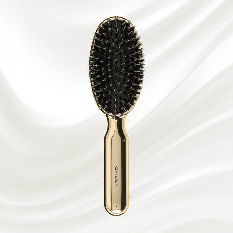 KOH-I-NOOR Beauty USA Metallic Nylon & Boar Bristle Hair Brush - Pneumatic Cushion for All Hair Types Hair Brush Lavender Gold / Large