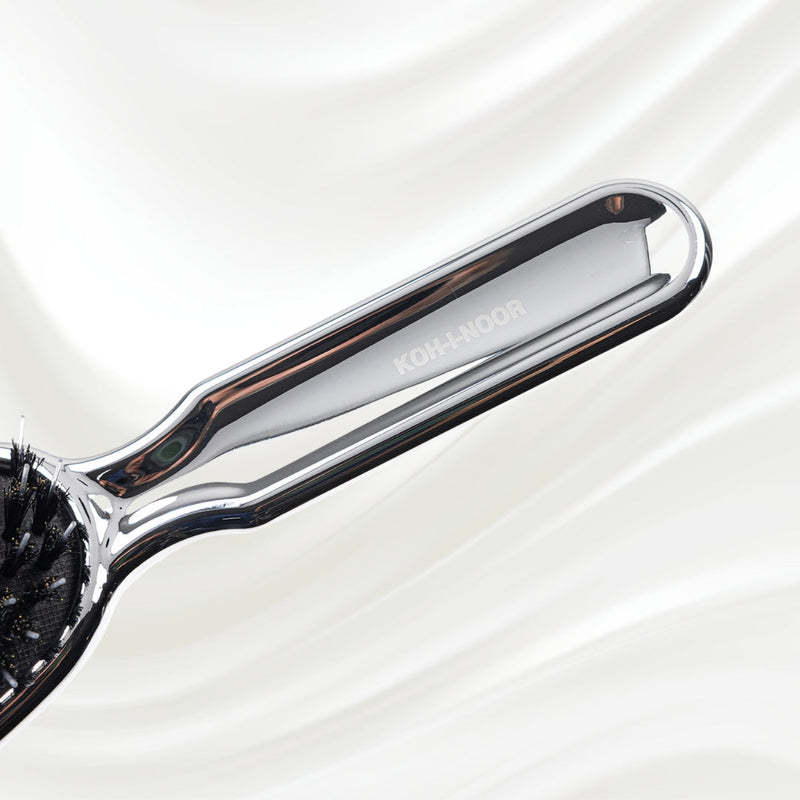 KOH-I-NOOR Beauty USA Metallic Nylon & Boar Bristle Hair Brush - Pneumatic Cushion for All Hair Types Hair Brush Lavender Gold / Large,Chrome / Large,Gold / Small,Chrome / Small