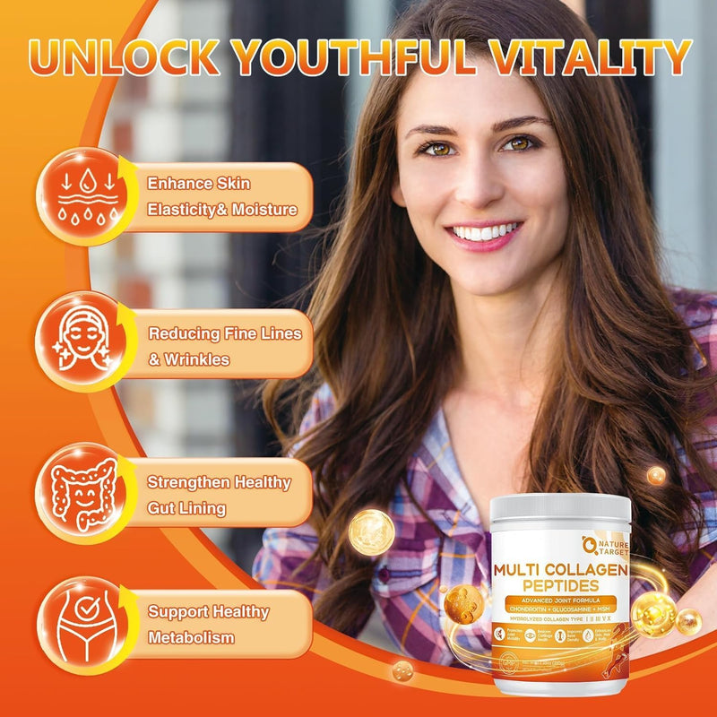Nature Target Multi Hydrolyzed Collagen Peptides, 10 Billion CFUs, 12.35 OZ Collagen Dark Slate Gray