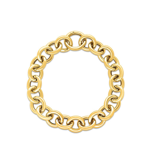 Bids.com 14k Yellow Gold Round Link Bracelet (11.60 mm) Bracelets White Smoke 7.5 / Yellow Gold