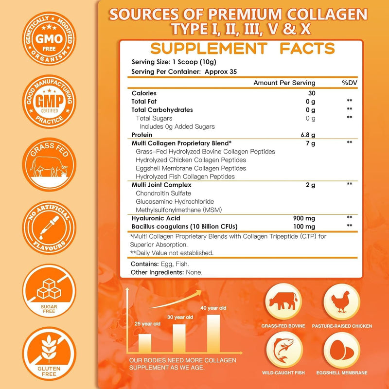 Nature Target Multi Hydrolyzed Collagen Peptides, 10 Billion CFUs, 12.35 OZ Collagen White Smoke