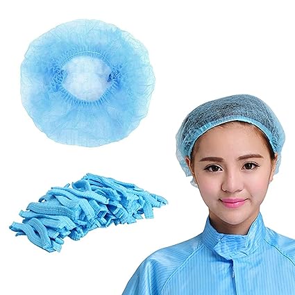 Safety Zone Disposable Non-Woven Bouffant Caps, 21 Inch (100-Pack) Medical Supplies White Smoke