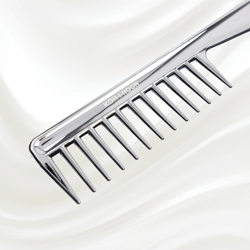 KOH-I-NOOR Beauty USA Metallic Wide Tooth Comb with Handle Lavender Gold,Chrome