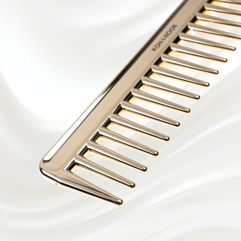 KOH-I-NOOR Beauty USA Metallic Wide Tooth Comb - Chrome & Gold Plated for Wet Hair Detangling Comb Lavender Chrome,Gold