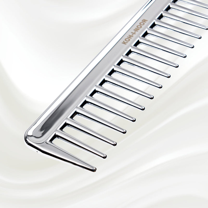 KOH-I-NOOR Beauty USA Metallic Wide Tooth Comb - Chrome & Gold Plated for Wet Hair Detangling Comb Lavender Chrome,Gold