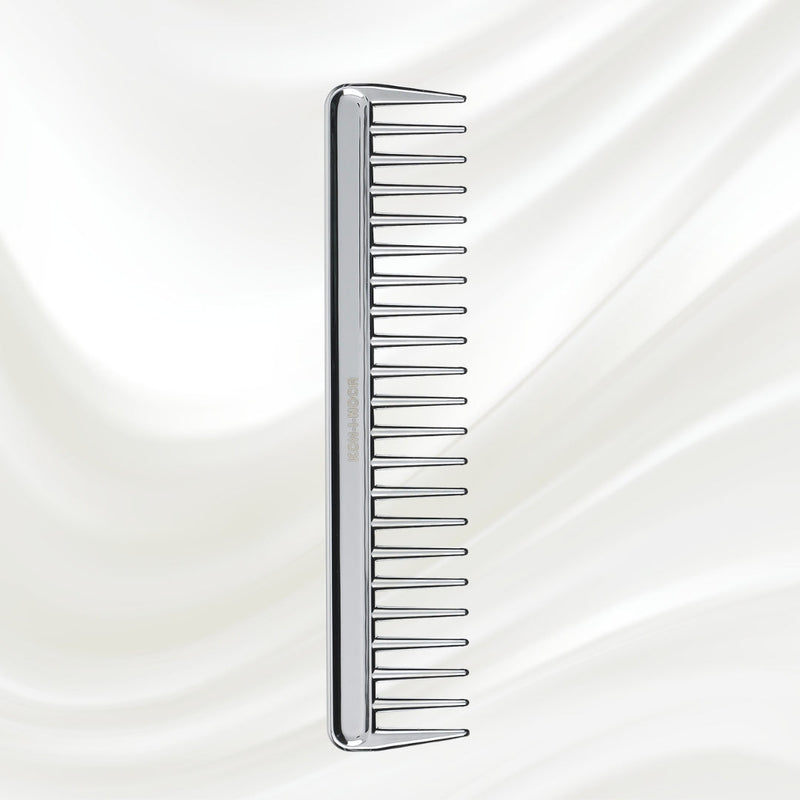 KOH-I-NOOR Beauty USA Metallic Wide Tooth Comb - Chrome & Gold Plated for Wet Hair Detangling Comb Gray Chrome,Gold